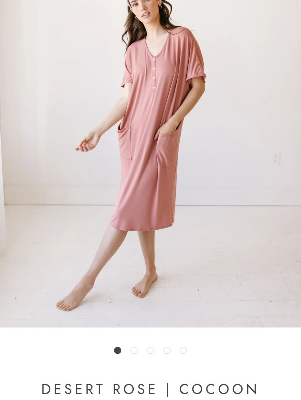 Dwell And Slumber One Size Maternity Postpartum Desert Rose Nightdress Cocoon